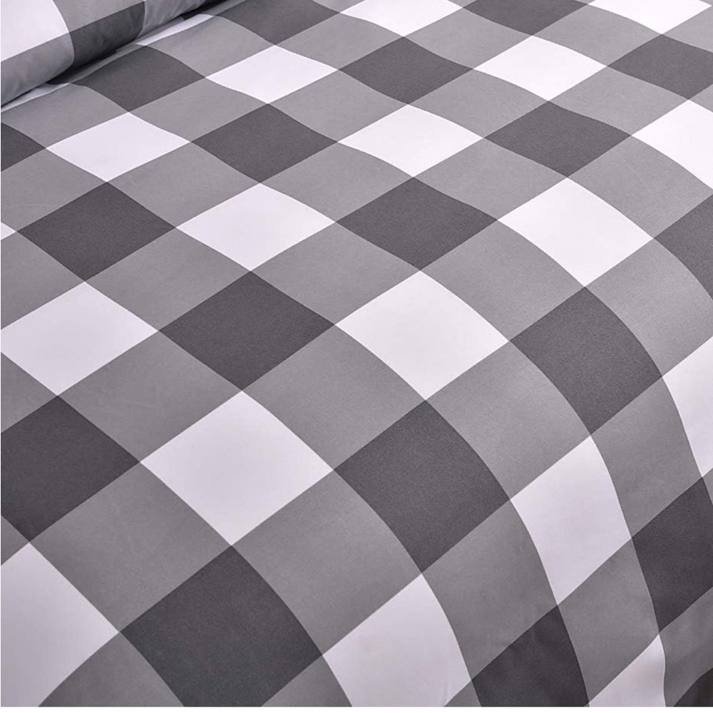 COPY Duvet Cover Set 2 Piece Grey White Buffalo Plaid - Picture 3 of 5